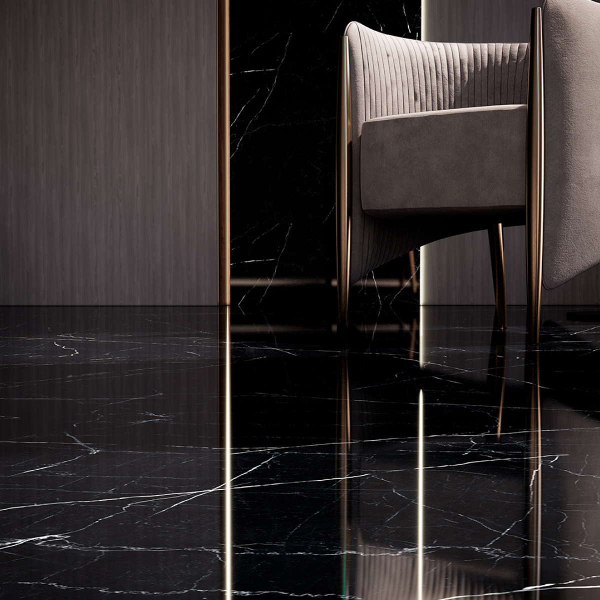 PORCELANATO ROYAL BLACK POLIDO BRILHANTE VILLAGRES 80,5X140 - Imagem 2